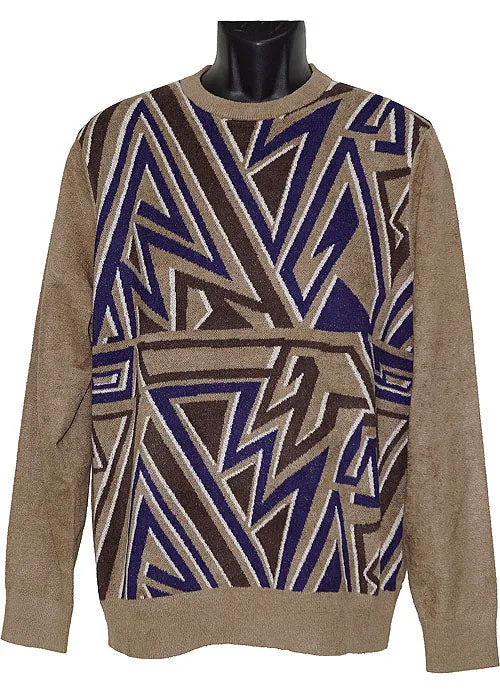 Men's Cigar Sweater | Abstract Chenille Pull Over | Tan