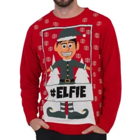 Mens #Elfie Hashtag Ugly Christmas Sweater