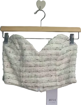 MISA White Check Tweed Strapless Top UK 6