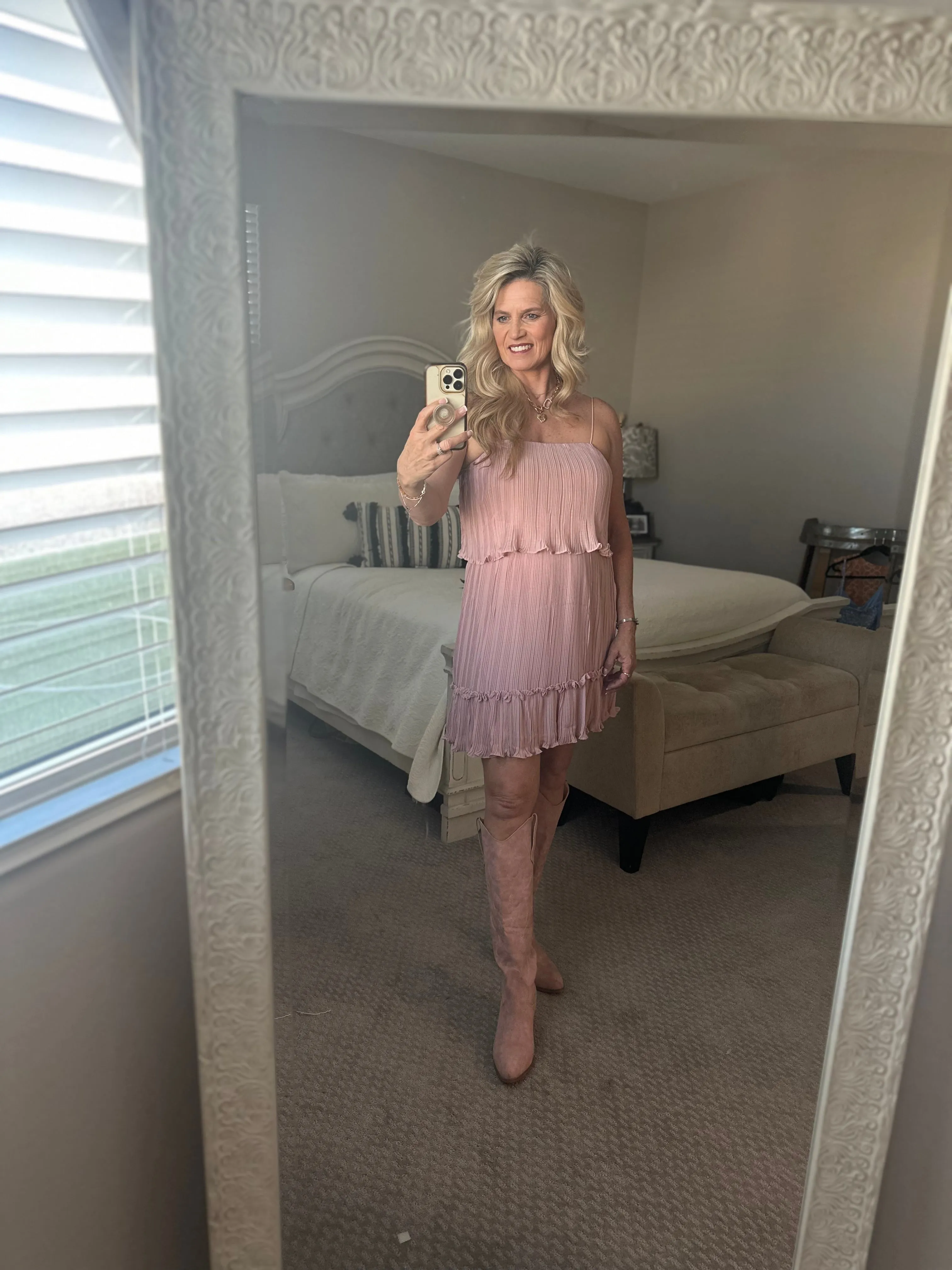 Misty Pink Pleated Dress