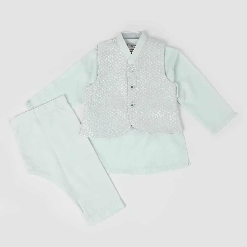 Newborn Boys Shalwar Waistcoat Suit - Light Green