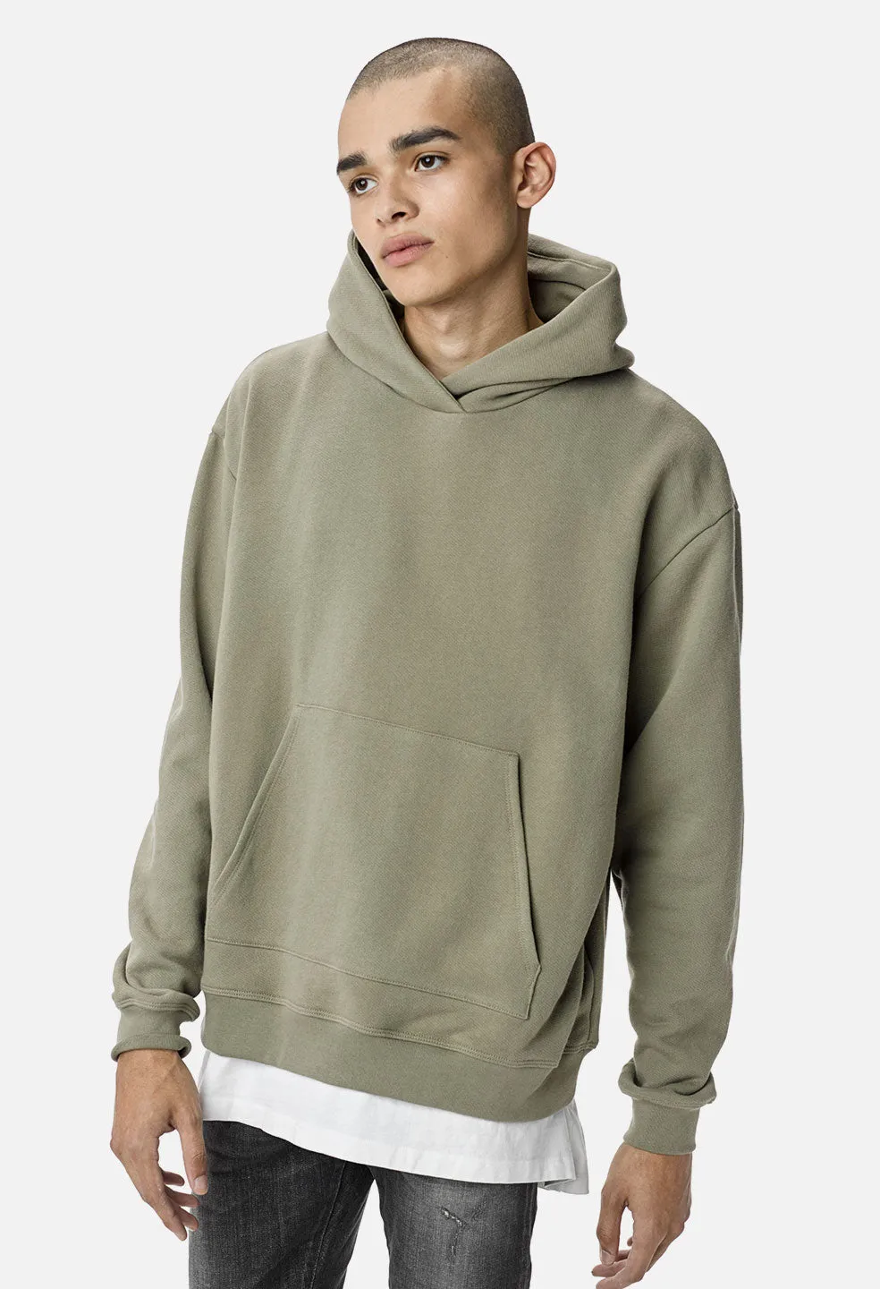 Oversized Cropped Hoodie / Sage