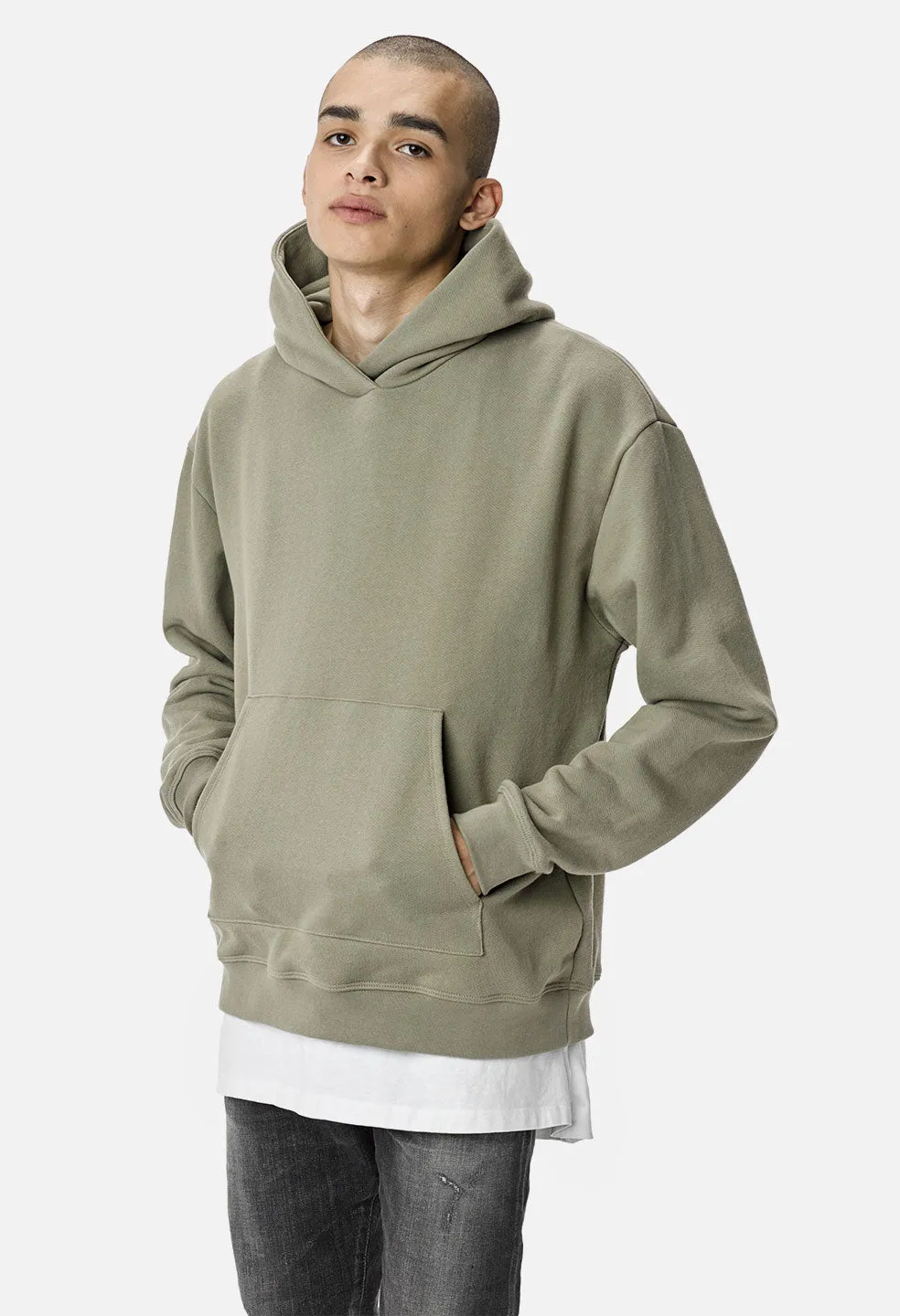 Oversized Cropped Hoodie / Sage