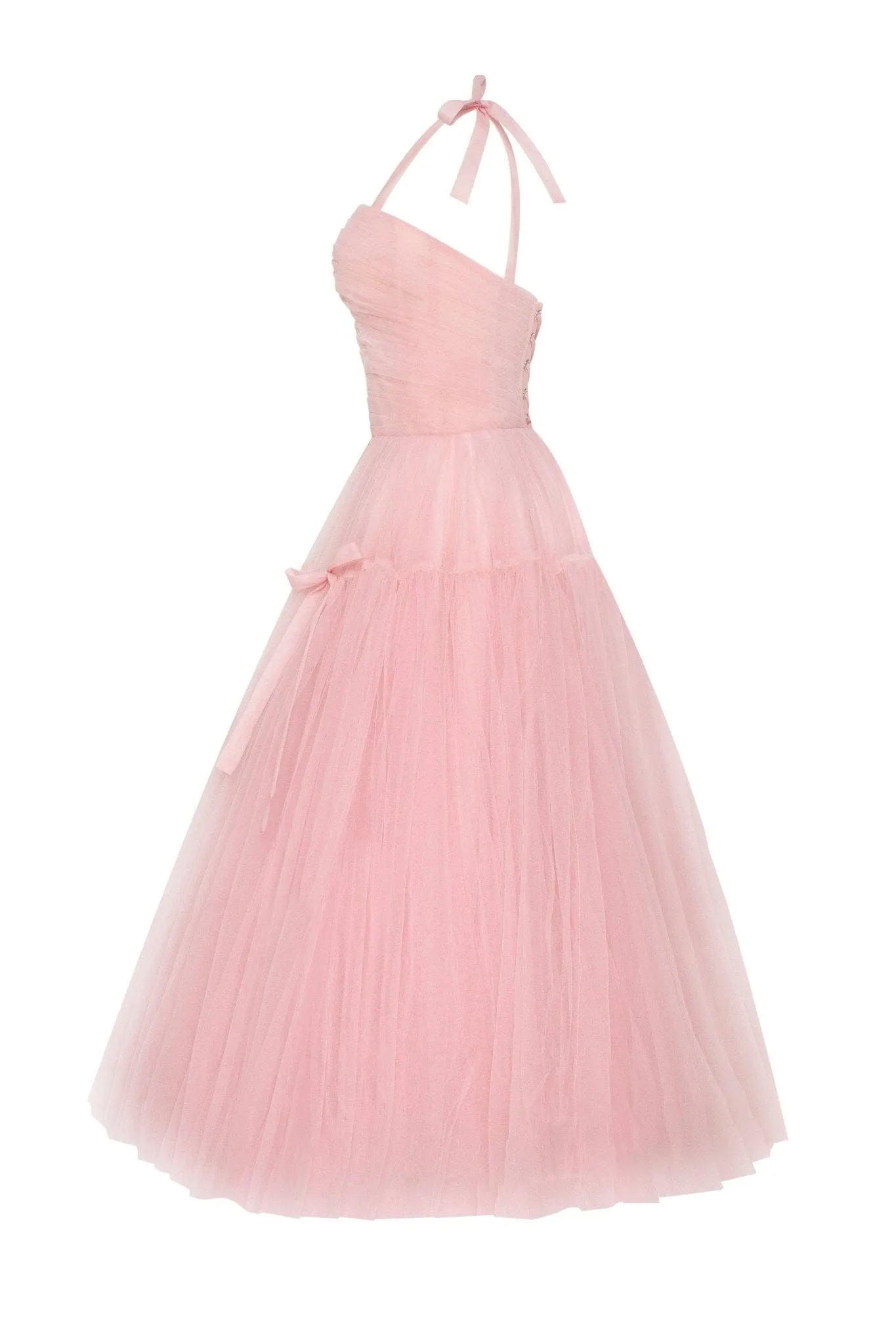 Pink tie-straps tulle dress