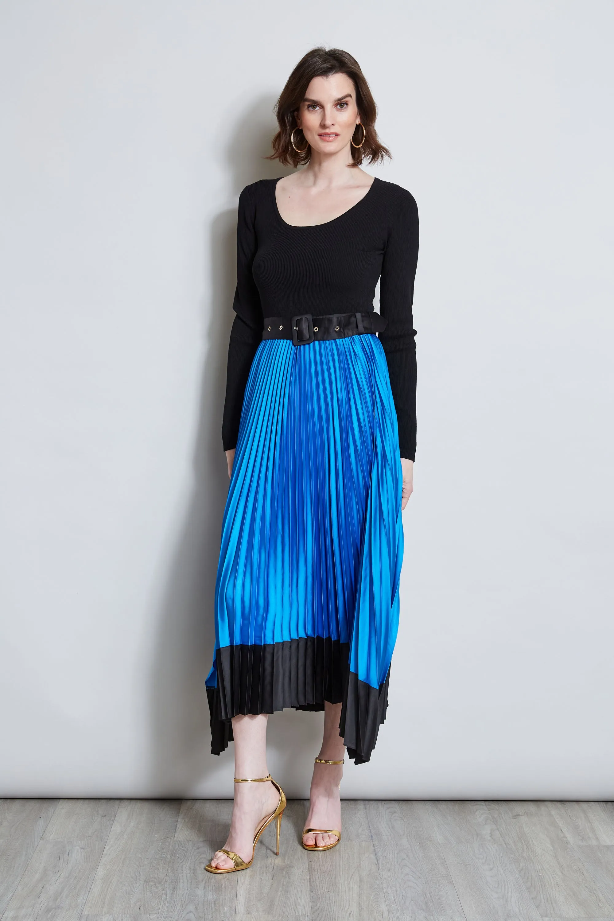 Pleated Belted Dress