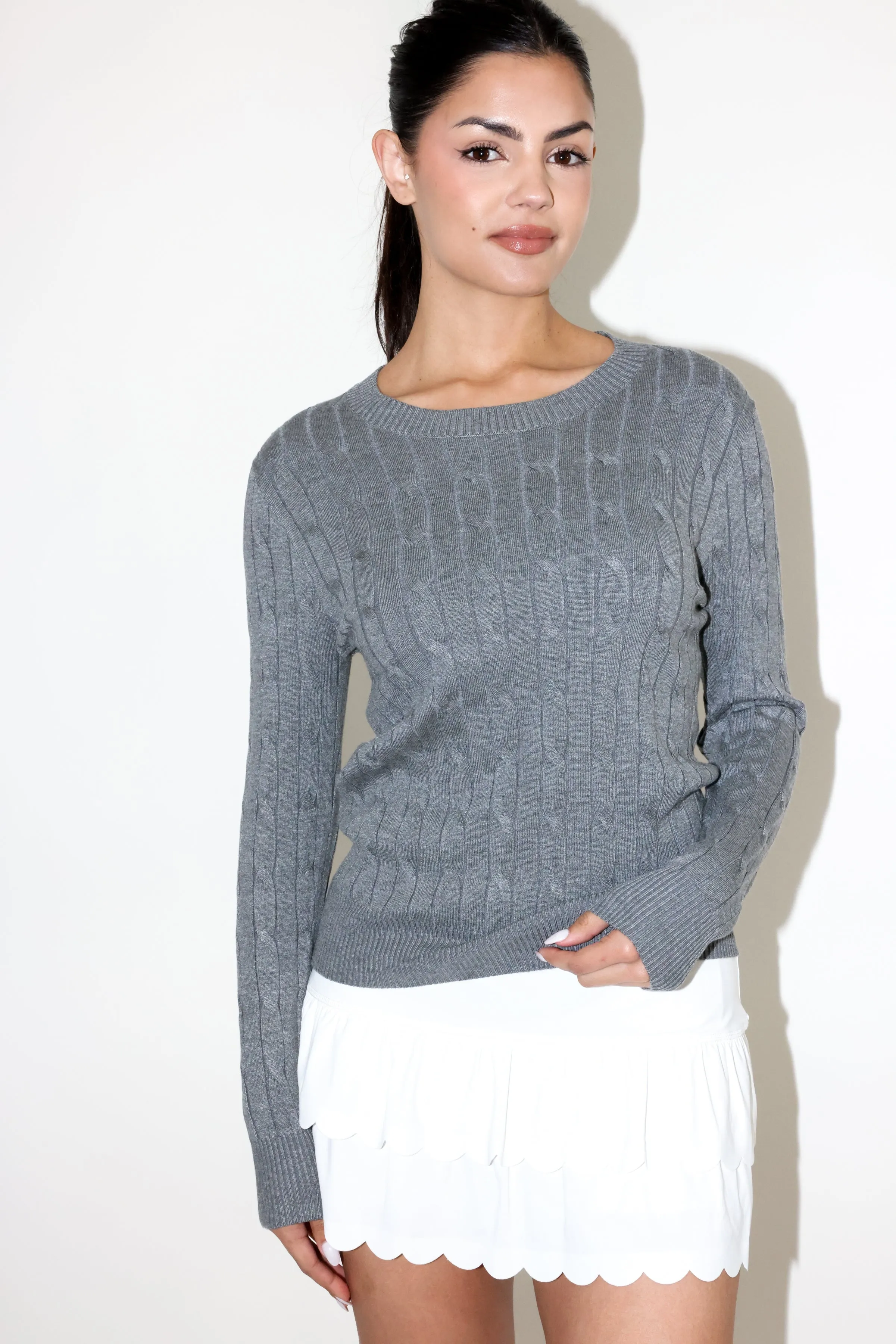 Shelly Cable Crew Neck Sweater