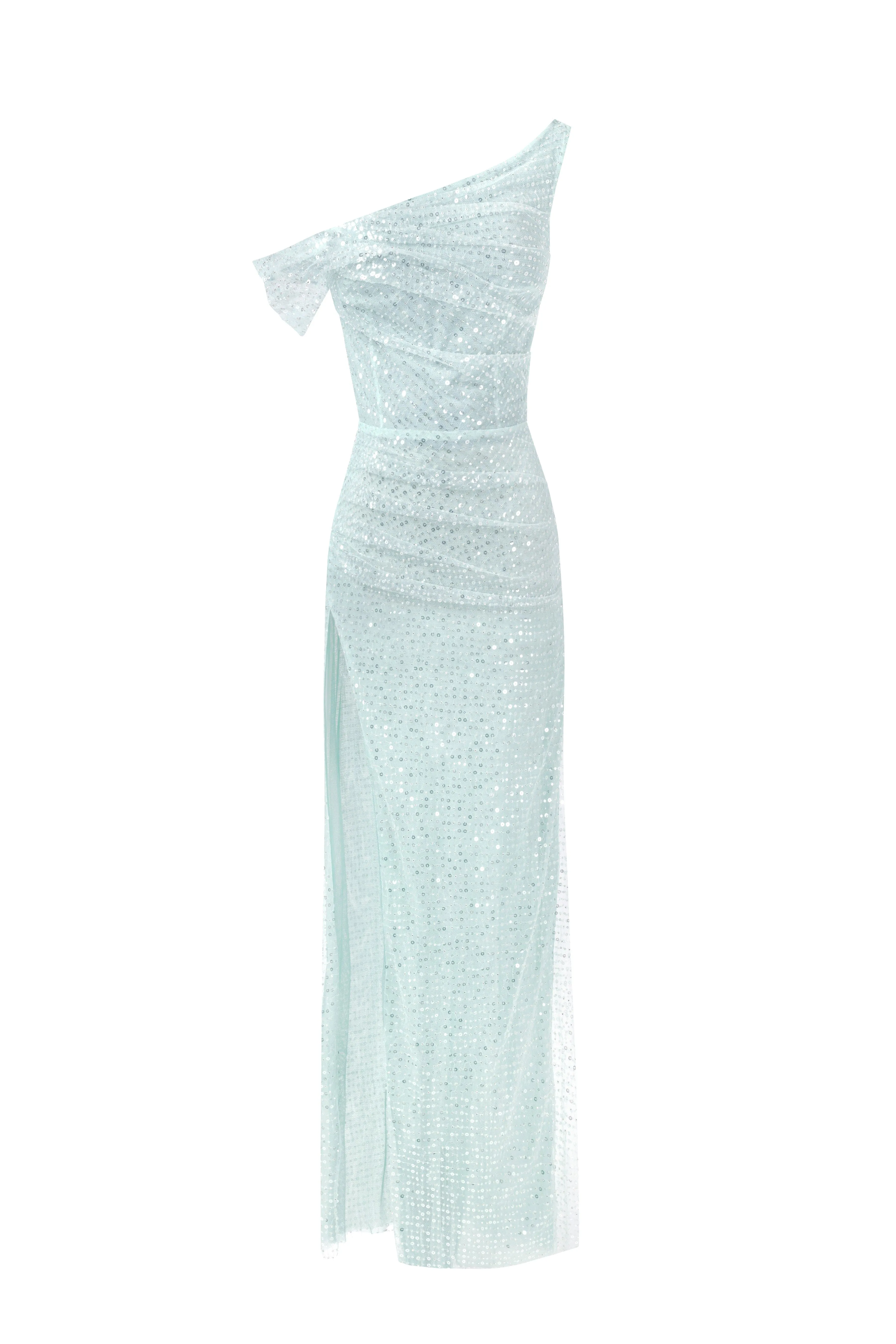 Striking sequined maxi dress in mint green