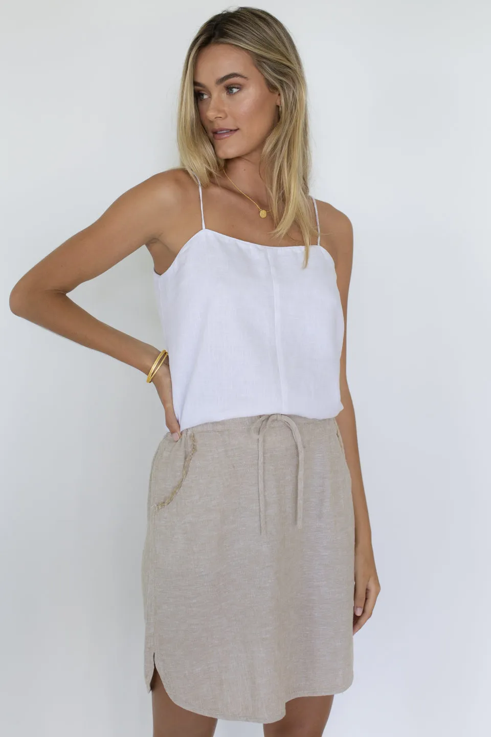 Tammi Linen Natural Mini Skirt