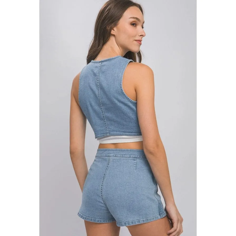 The Classic Women's Denim Cropped Top