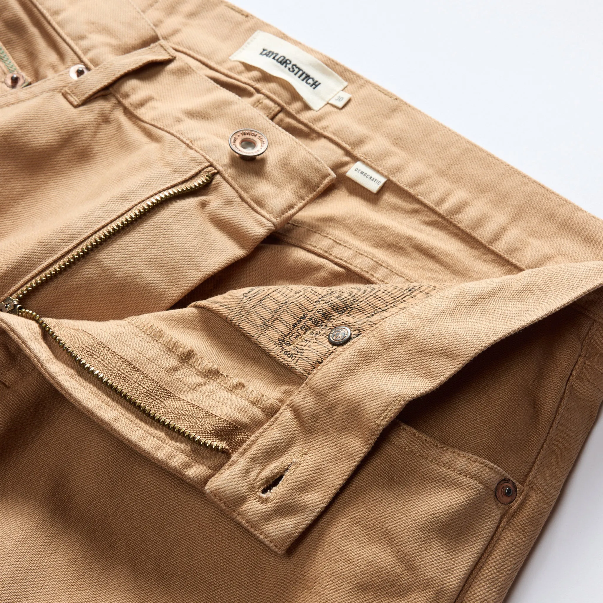 The Democratic All Day Pant in Tobacco Selvage Denim