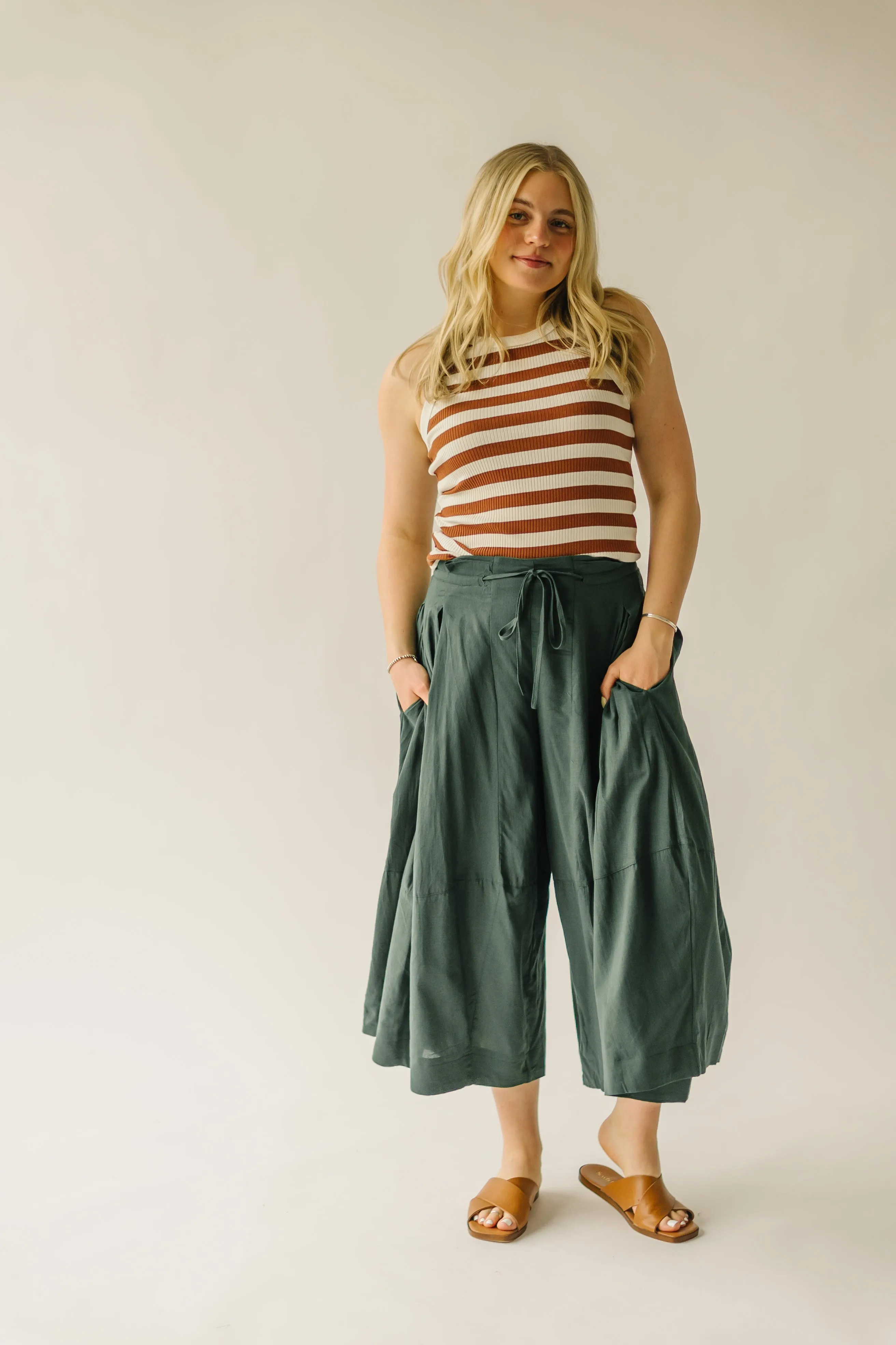 The Melhart Wide Leg Pant in Jungle Green