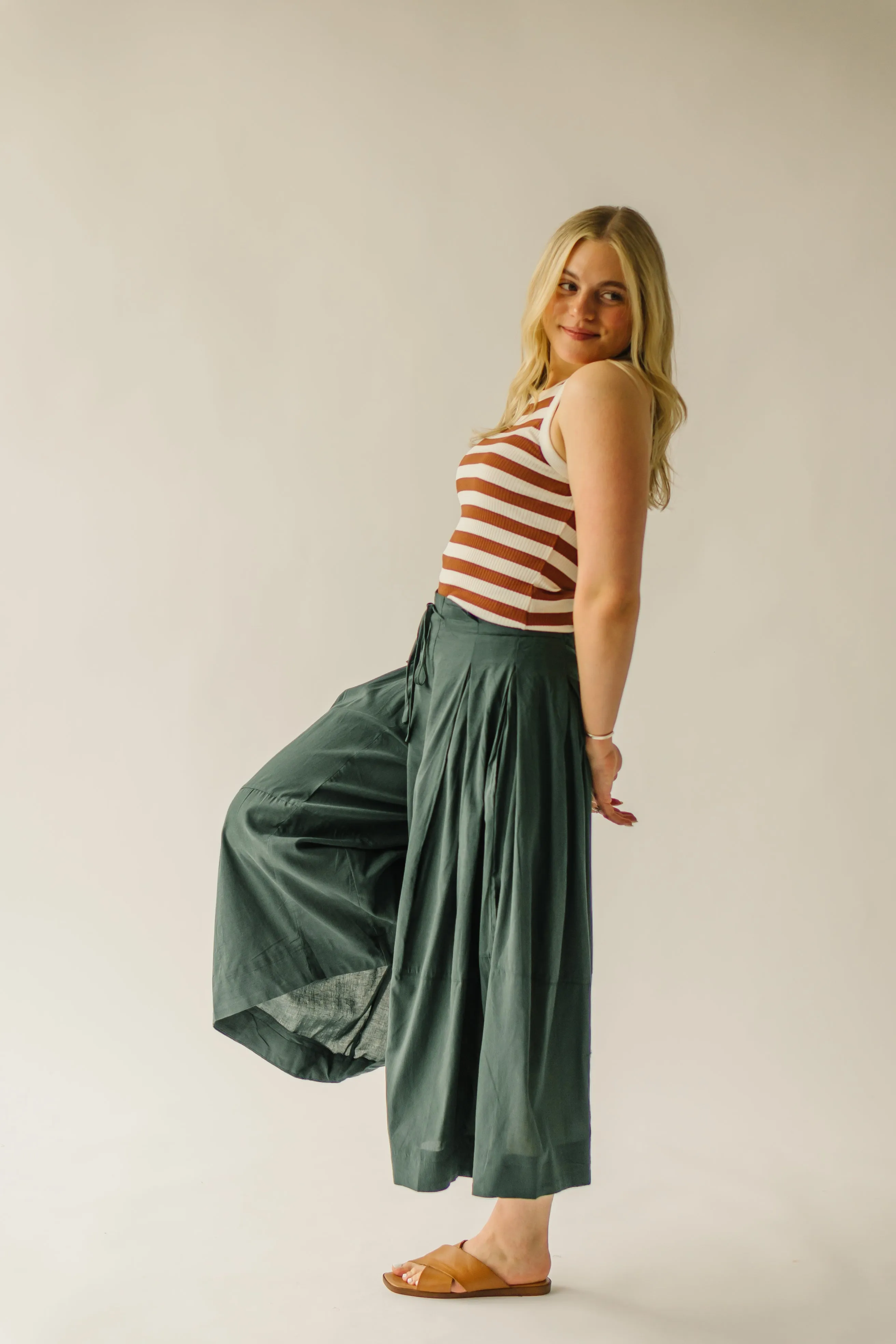 The Melhart Wide Leg Pant in Jungle Green