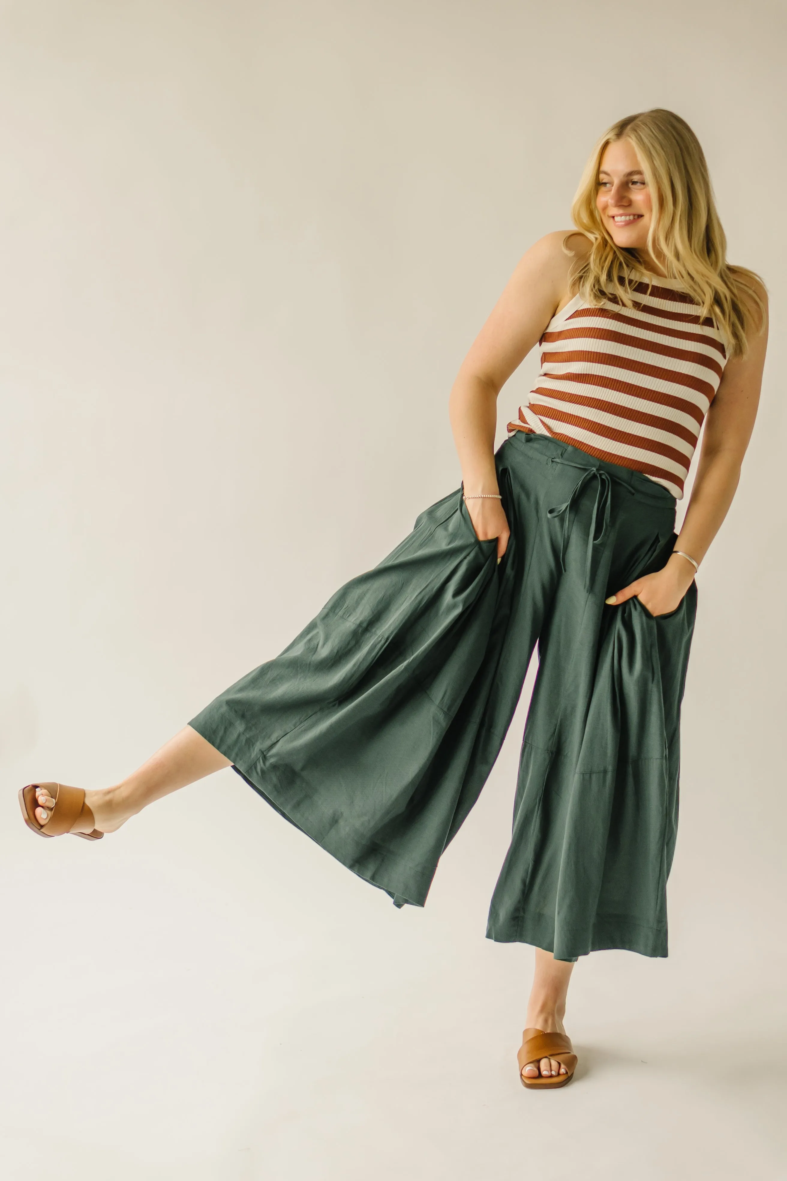 The Melhart Wide Leg Pant in Jungle Green