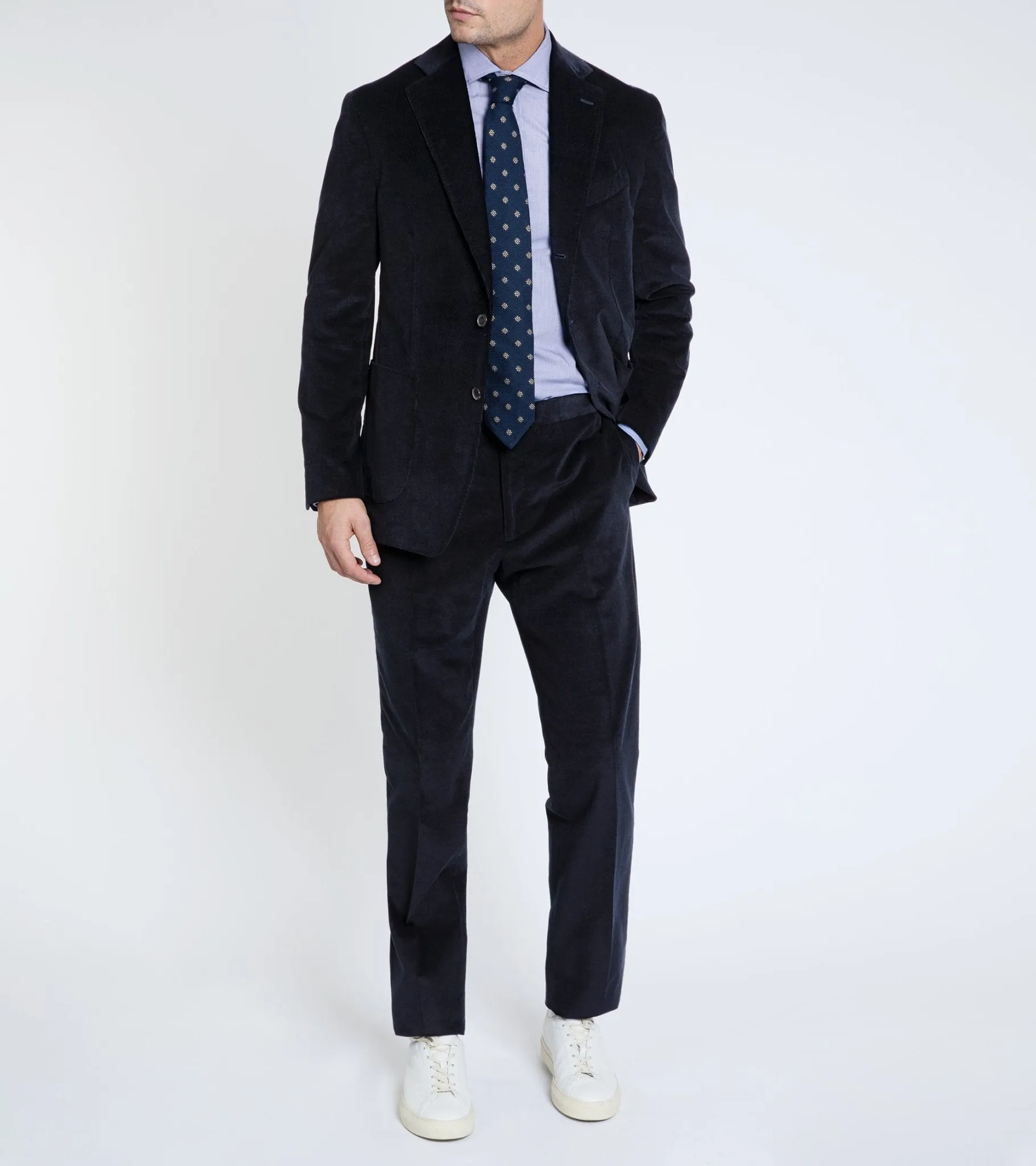 Trunk Wigmore Italian Cotton Needlecord Suit Trousers: Navy