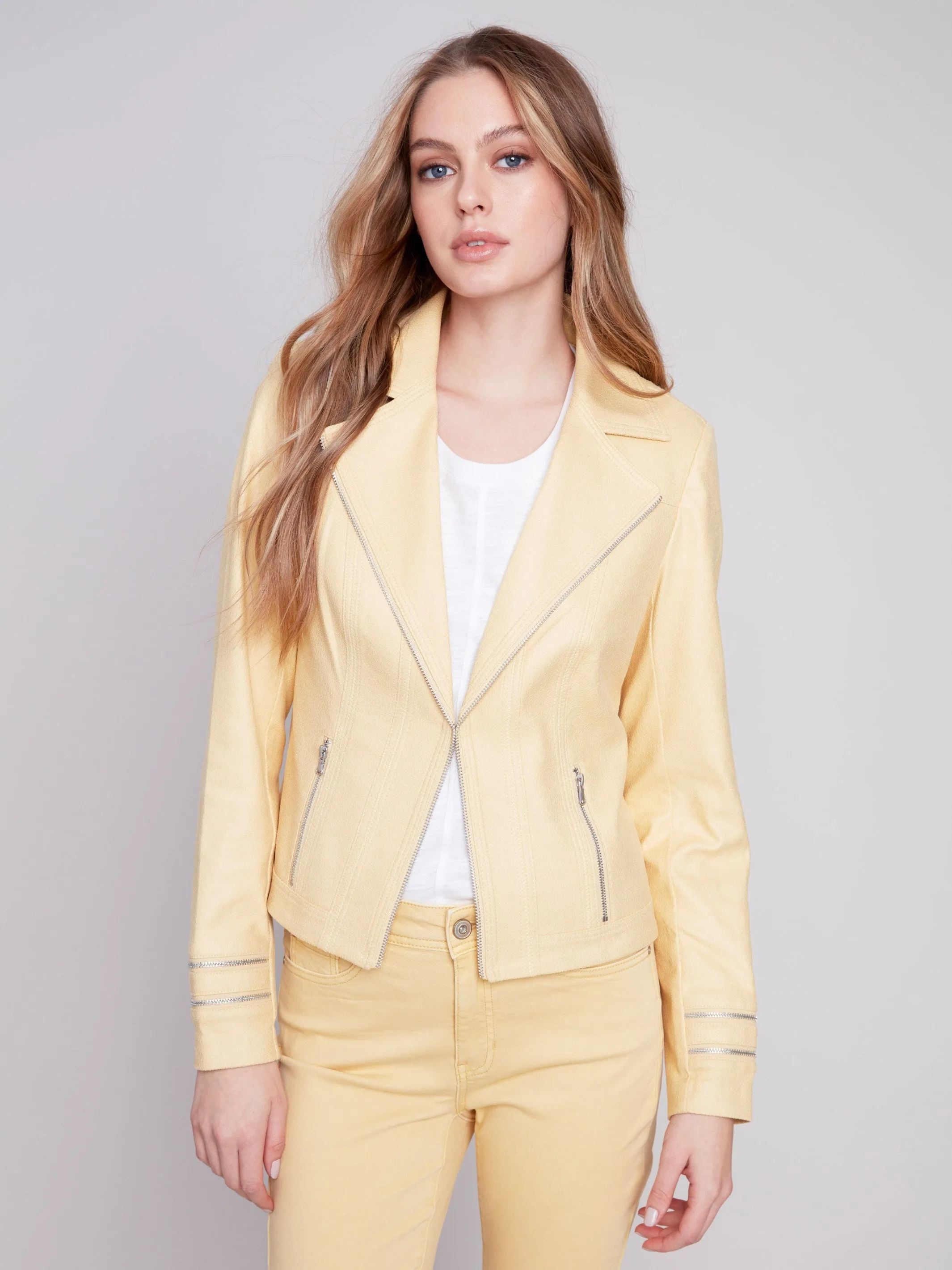 Vintage Faux Leather Jacket - Lemon