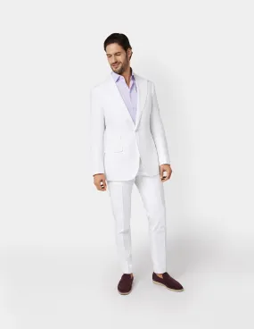 White Linen Single Breasted Peak Suit