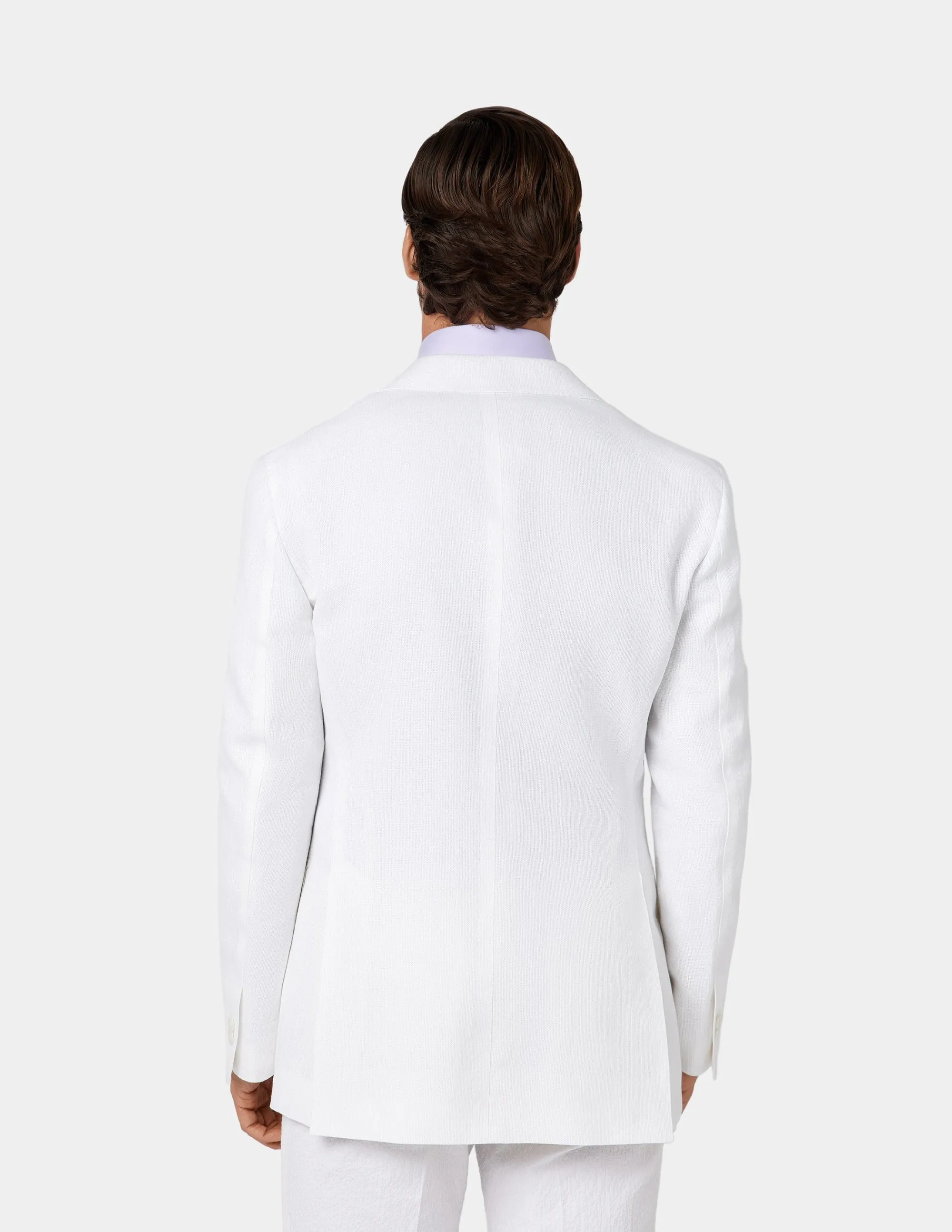 White Linen Single Breasted Peak Suit