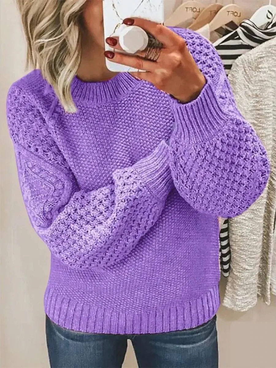 Women's Oversized Ribbed Knit Cotton Pullover Sweater