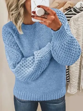 Women's Oversized Ribbed Knit Cotton Pullover Sweater