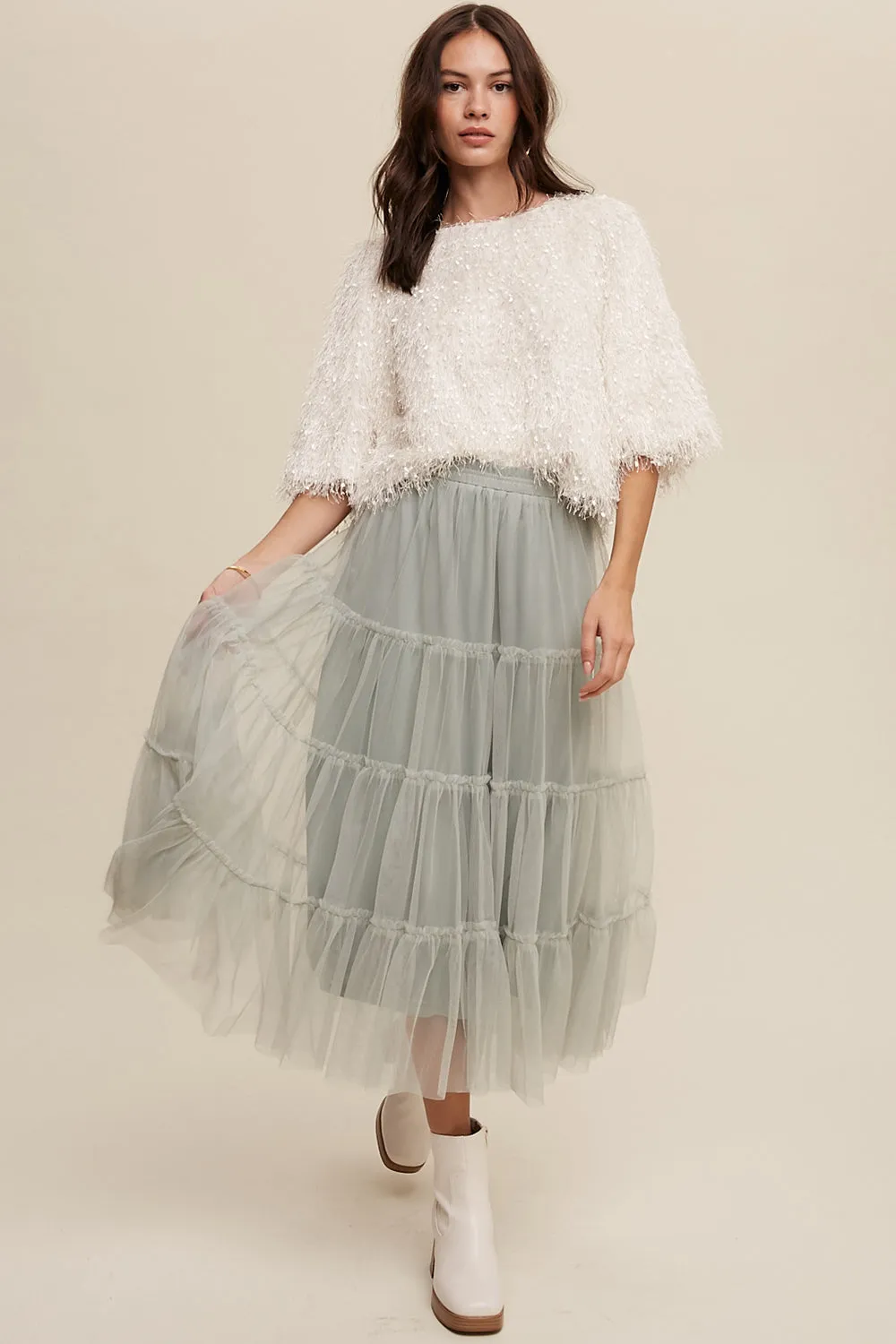 Your Favorite Tiered Mesh Flouncy Skirt