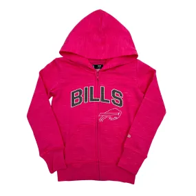 Youth Girls New Era Bills With Primary Logo Heather Pink Full Zip Hoodie